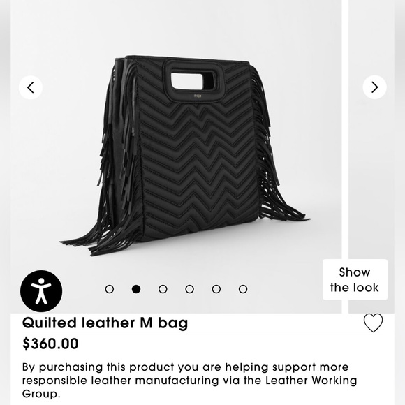 Maje Black Chevron Quilted Leather Crossbody Bag - Picture 4 of 11